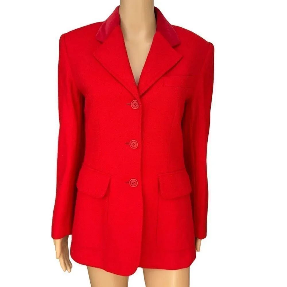 Evan Picone vintage 100% lambs wool red jacket blazer size 4